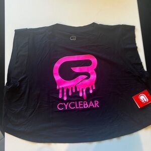 Black and pink drip crop tee